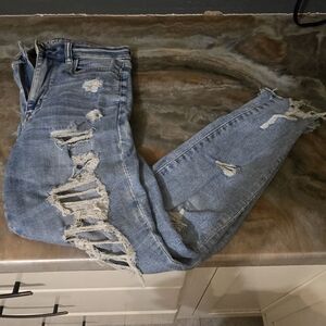 American Eagle Outfitters Light Blue Distressed Skinny Jeans